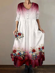 Women's Patriotic Floral Print Dress