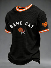 Men's Game Day Print March Madness Basketball Lovers Casual Waffle Short Sleeve T-shirt