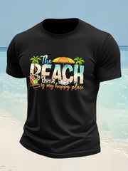 Men's Beach is My Happy Place imitation cotton short-sleeved T-shirt