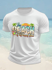 Men's Beach is My Happy Place imitation cotton short-sleeved T-shirt
