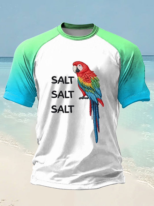 Men's Salt Salt Salt Parrot Day Printed short sleeve t-shirt