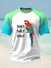 Men's Salt Salt Salt Parrot Day Printed short sleeve t-shirt