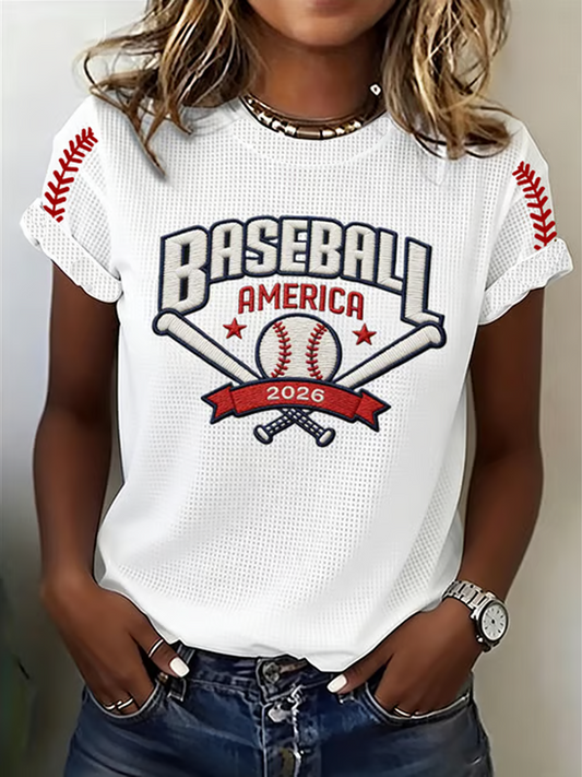 Women's Baseball Print short-sleeved T-shirt