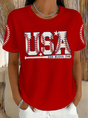 Women's Baseball Print short-sleeved T-shirt