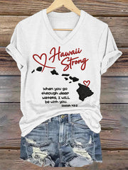 Women's Hawaii Strong When You Go Through Deep Waters, I Will Be With You. Isaiah 43:2 V-Neck Tee