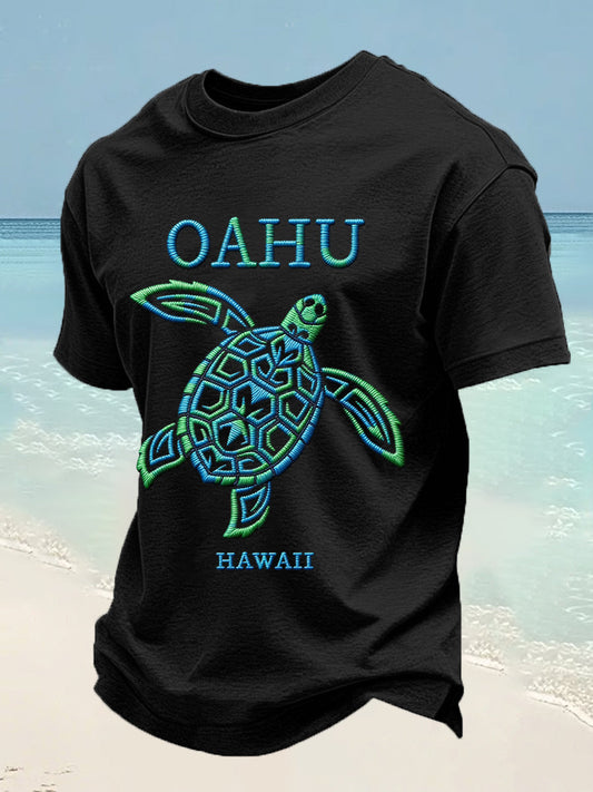 Men's Oahu Hawaii Sea Turtle Print Oahu Strong Hawaii Strong Tee