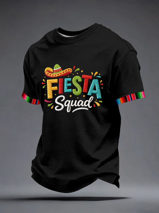 Men's Cinco de Mayo Inspired Embroidery Pattern T-Shirt