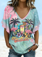 Women's Vacation Beach Style Margs Lover Printed T-shirt