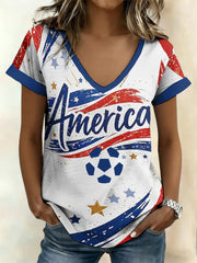 Women's USA Football Lover Printed T-shirt