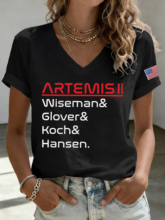 Women's Return To The Moon 2026 Casual Short Sleeve T-Shirt