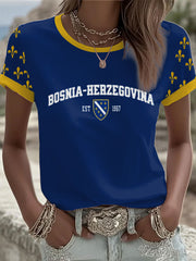 Women's Bosnia ZMAJEVI Football Lover Printed short-sleeved T-shirt