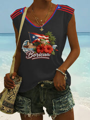 Women's Boricua Print Vest Top