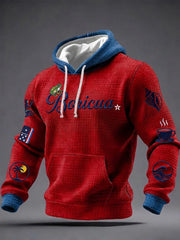 Men's Puerto Rico Printed Checkered Cotton Hoodie