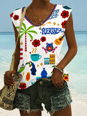 Women's Puerto Rico Print Vest Top