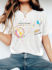 Women's Love You To The Moon And To Saturn Artemis II Mission Print Casual Tee