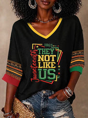 Women's Juneteenth Print Waffle V-Neck Top