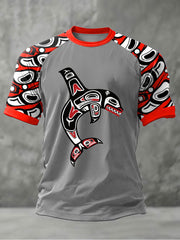 Men's Indigenous Totem Art Print Casual T-Shirt