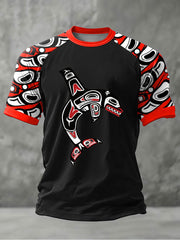 Men's Indigenous Totem Art Print Casual T-Shirt
