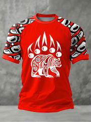 Men's Indigenous Totem Art Print Casual T-Shirt