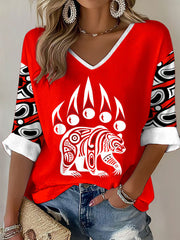 Women's Indigenous Totem Art Casual T-shirt