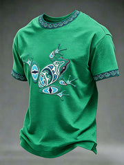 Men's Indigenous Totem Art Casual T-Shirt
