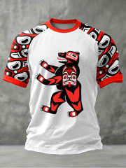 Men's Indigenous Bear Art Casual T-shirt
