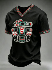 Men's Indigenous Totem Art Print Casual T-shirt