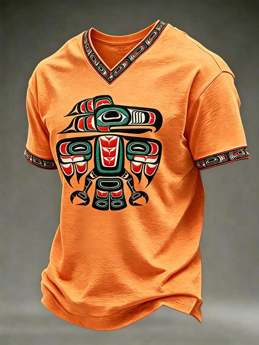 Men's Indigenous Totem Art Print Casual T-shirt
