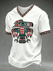 Men's Indigenous Totem Art Print Casual T-shirt