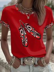 Women's Indigenous Print Casual T-shirt