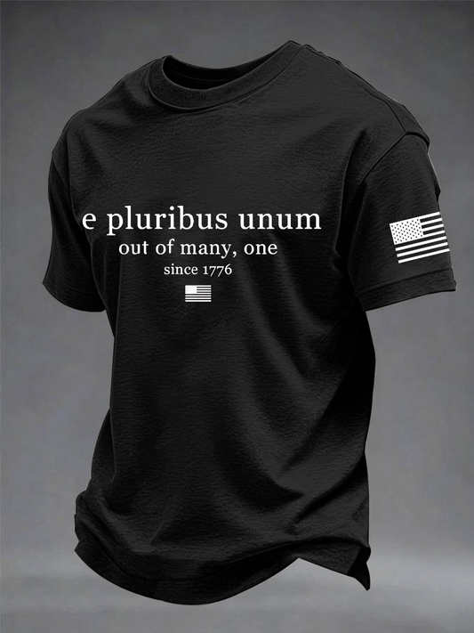 Men's E pluribus unum Printed imitation cotton short-sleeved T-shirt