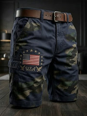 Men's USA Flag Camouflage Print Casual Cargo Shorts