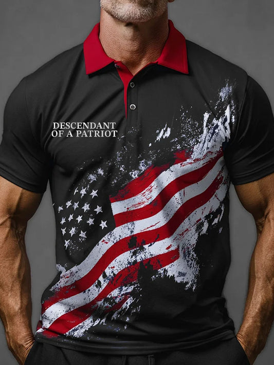 Men's 4th of July Descendant of Patroit Print Casual Tops