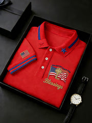 Men's Independence Day USA Flag Print Polo