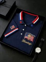 Men's Independence Day USA Flag Print Polo