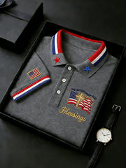Men's Independence Day USA Flag Print Polo