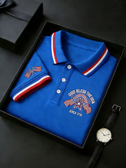 Men's Independence Day USA Flag Print Polo