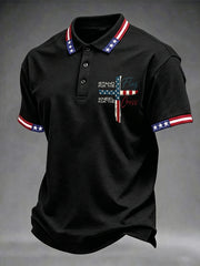 Men's Stand For The Flag Kneel For The Cross Printed Casual Top