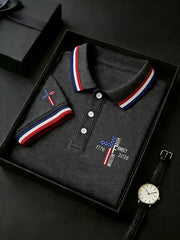 Men's Independence Day USA Flag Print Polo