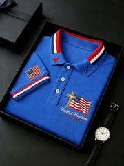Men's Independence Day USA Flag Print Polo