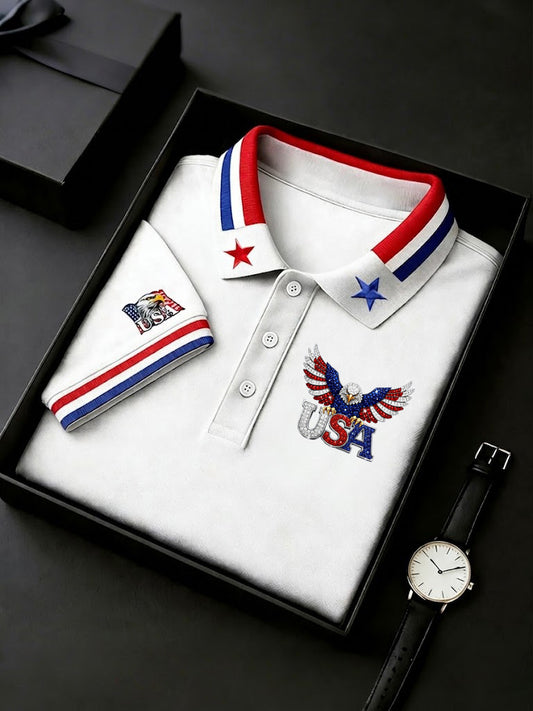 Men's America Flag Eagle Printed Shirt