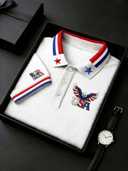 Men's America Flag Eagle Printed Shirt