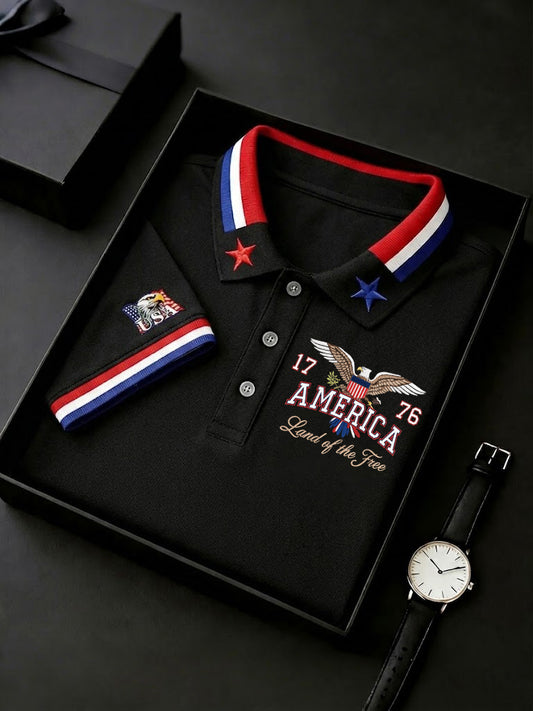Men's America Flag Eagle Printed Shirt