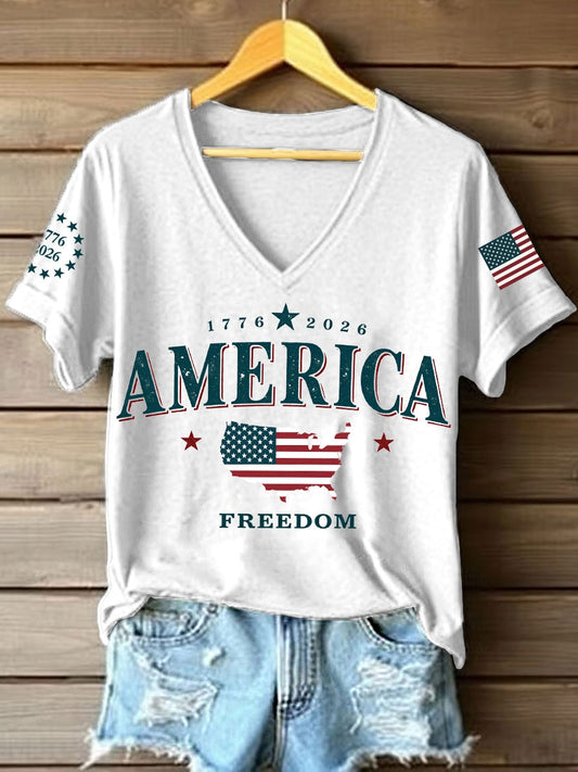 Women's America 1776-2026 V-Neck T-Shirt