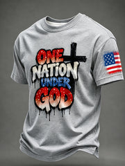 Men's Airbrush Style 4th of July Graffiti Print T-shirt