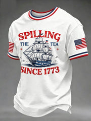 Men's Spilling The Tea Since 1773 4th of July Independence Day Tee