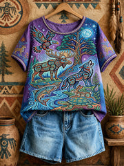Women's Indigenous Animal Art Print Tops