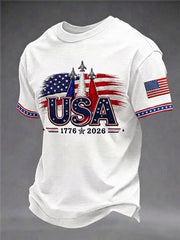 Men's Independence Day USA Flag Art Short Sleeve T-shirt