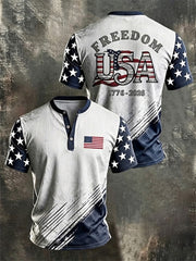 Men's Independence Day USA Flag Print Casual Patriotic Tee