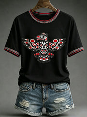 Women's Indigenous Art Print Casual T-Shirt